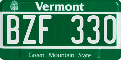 VT license plate BZF330