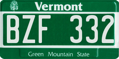 VT license plate BZF332