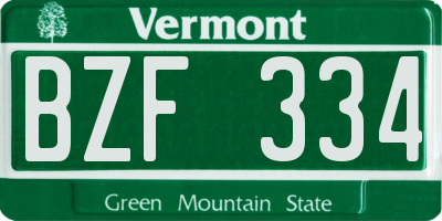 VT license plate BZF334