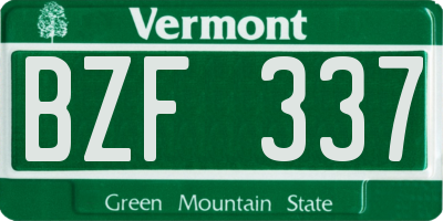 VT license plate BZF337
