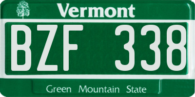 VT license plate BZF338