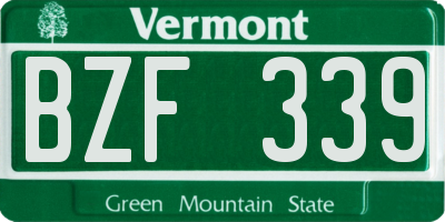 VT license plate BZF339