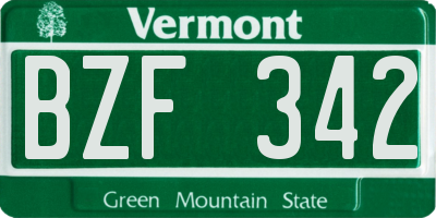 VT license plate BZF342