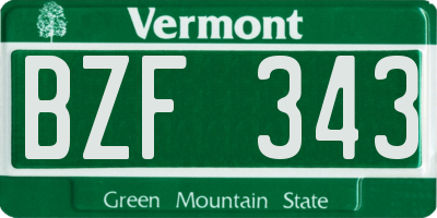 VT license plate BZF343