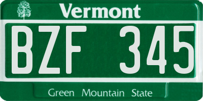 VT license plate BZF345