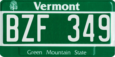 VT license plate BZF349