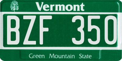 VT license plate BZF350