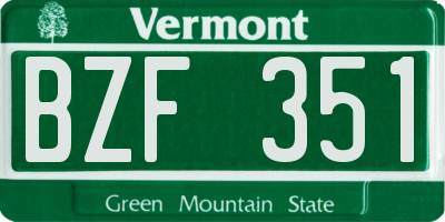 VT license plate BZF351