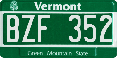 VT license plate BZF352
