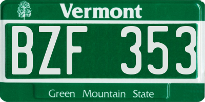 VT license plate BZF353