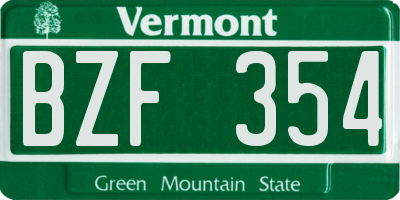 VT license plate BZF354