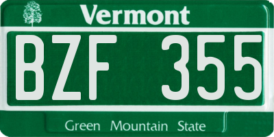 VT license plate BZF355