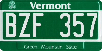VT license plate BZF357