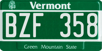 VT license plate BZF358