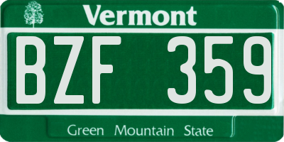 VT license plate BZF359
