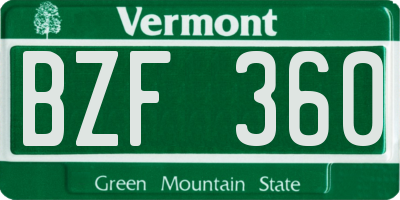 VT license plate BZF360