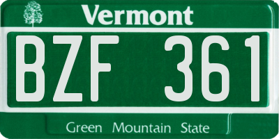 VT license plate BZF361