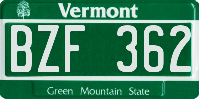 VT license plate BZF362