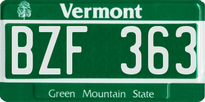VT license plate BZF363
