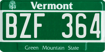 VT license plate BZF364