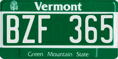 VT license plate BZF365