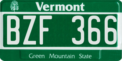 VT license plate BZF366