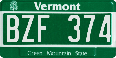 VT license plate BZF374