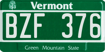 VT license plate BZF376