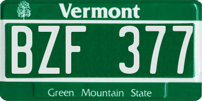 VT license plate BZF377