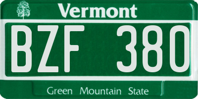 VT license plate BZF380