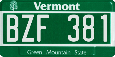 VT license plate BZF381