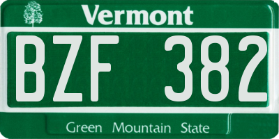 VT license plate BZF382