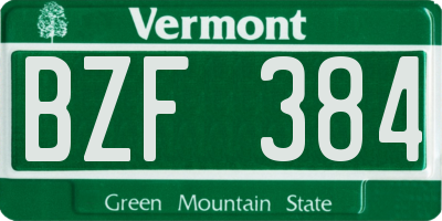 VT license plate BZF384