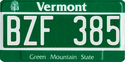 VT license plate BZF385