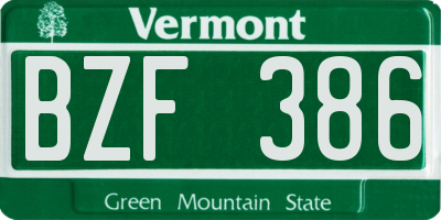VT license plate BZF386