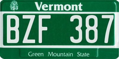 VT license plate BZF387