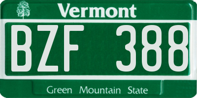 VT license plate BZF388