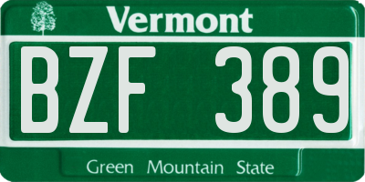 VT license plate BZF389
