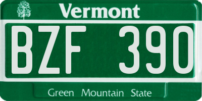 VT license plate BZF390