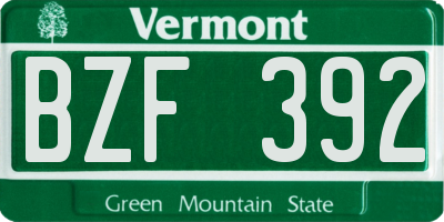 VT license plate BZF392