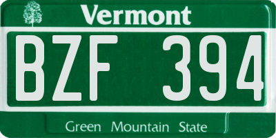 VT license plate BZF394
