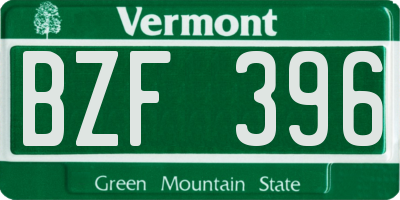 VT license plate BZF396