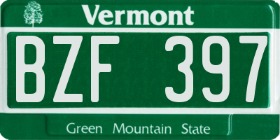 VT license plate BZF397