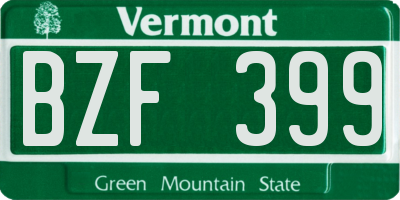 VT license plate BZF399
