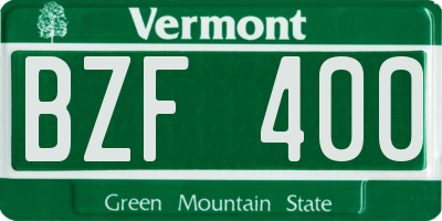 VT license plate BZF400