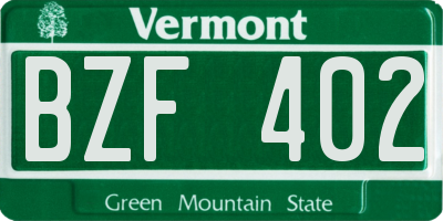 VT license plate BZF402
