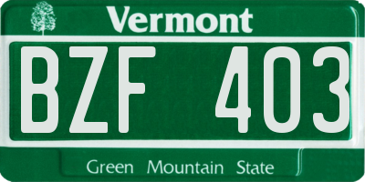VT license plate BZF403