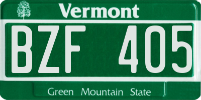 VT license plate BZF405