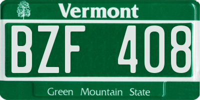 VT license plate BZF408