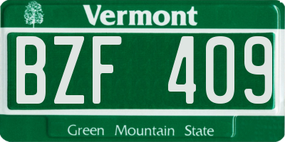 VT license plate BZF409